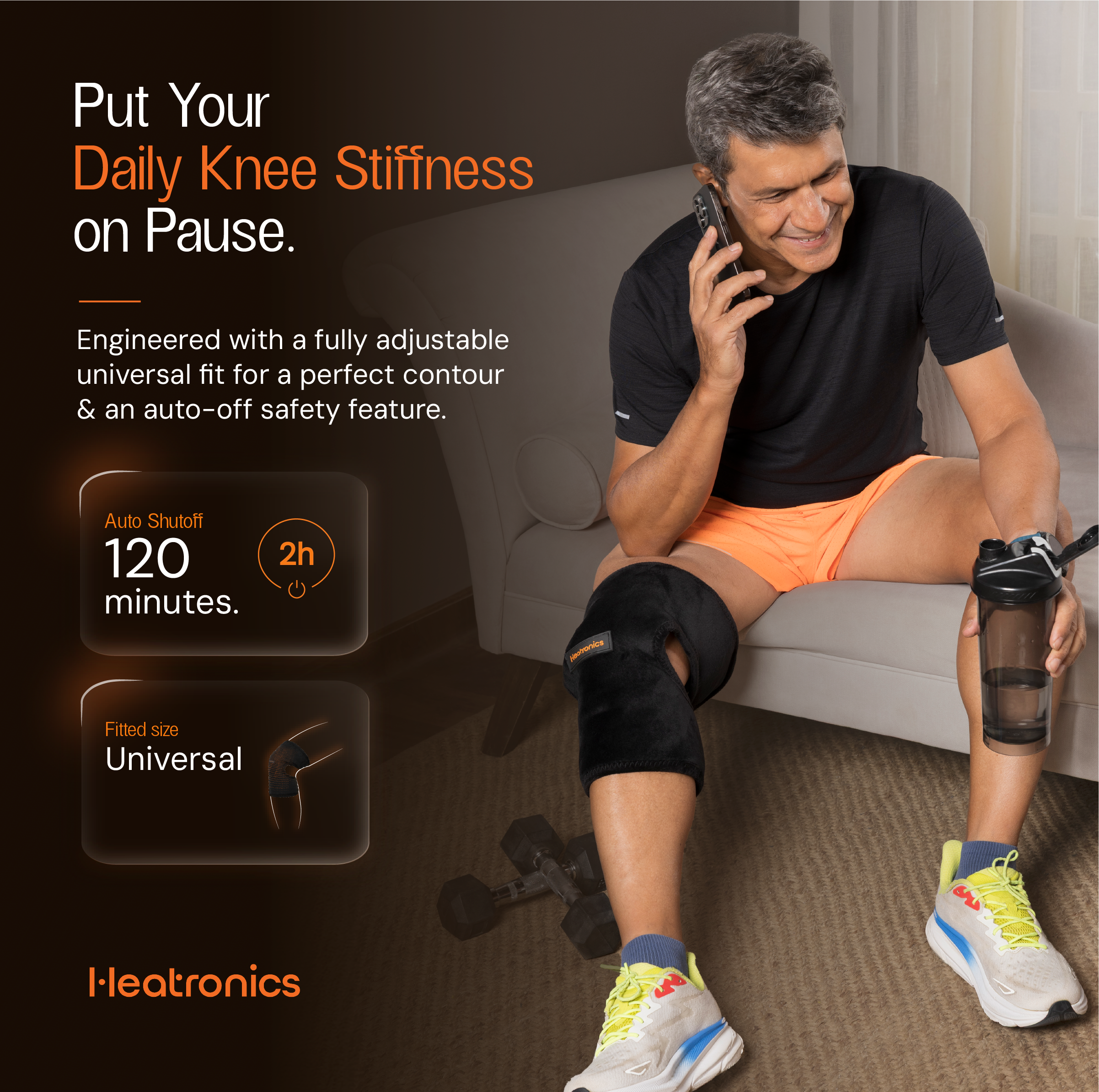 hCore knee heating pad with wrap-around design for the knee joint