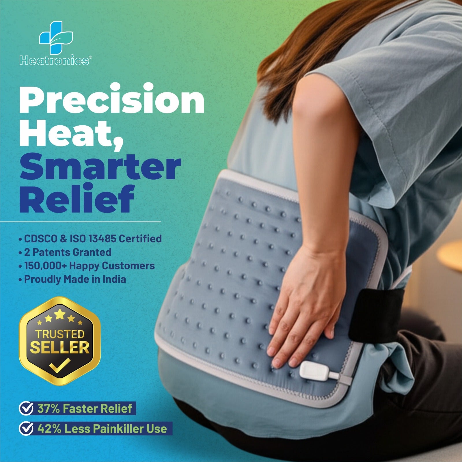 Heating Pad for Period & Back Pain – Regular Size, Digital by Heatronics®